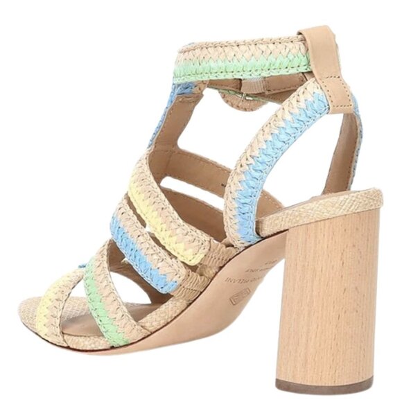 NEW Antonio Melani Gwindolin Raffia T-Strap Dress Block Heeled Sandals Sz. 7 - Picture 2 of 3